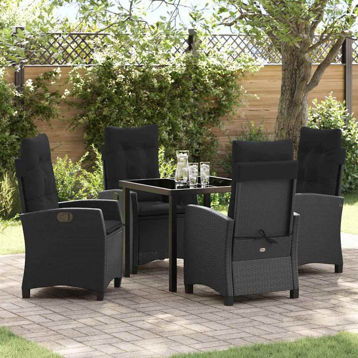 Have Spisebordssæt 5 pcs Sort polyrattan