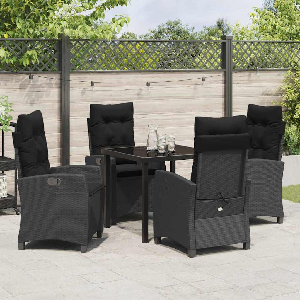 Have Spisebordssæt 5 pcs Sort polyrattan