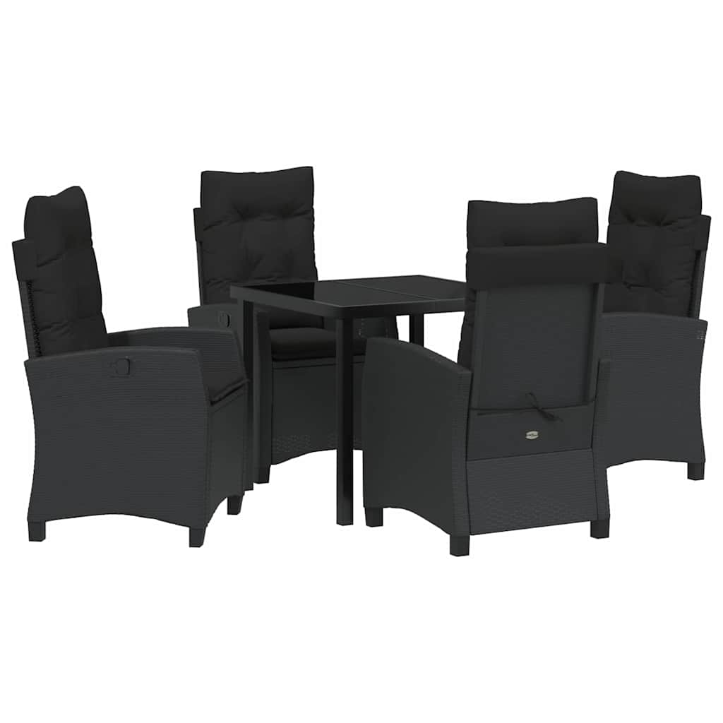 Have Spisebordssæt 5 pcs Sort polyrattan