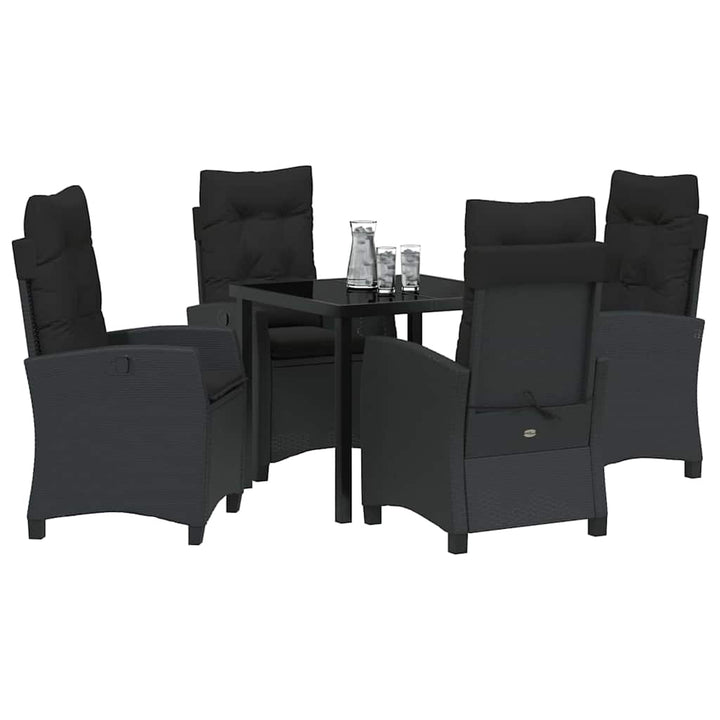 Have Spisebordssæt 5 pcs Sort polyrattan