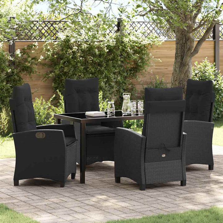 Have Spisebordssæt 5 pcs Sort polyrattan