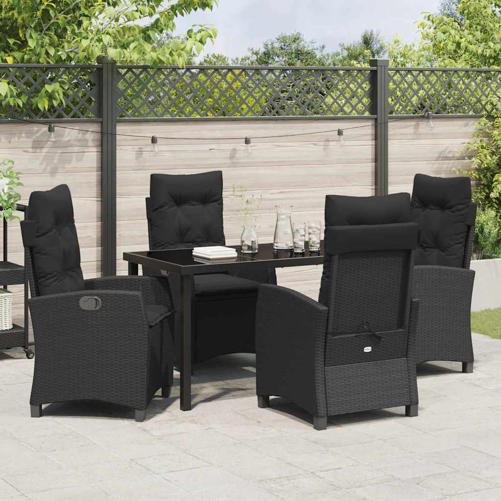 Have Spisebordssæt 5 pcs Sort polyrattan
