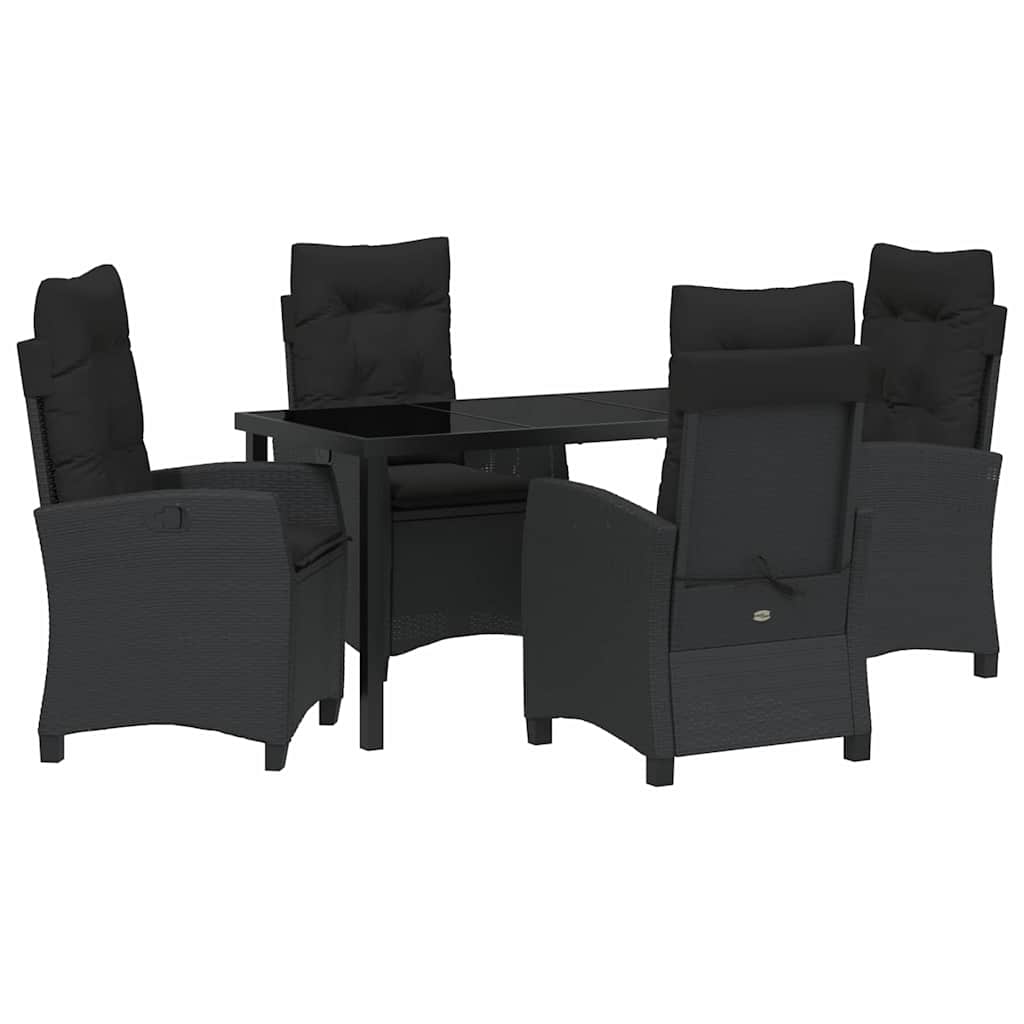 Have Spisebordssæt 5 pcs Sort polyrattan