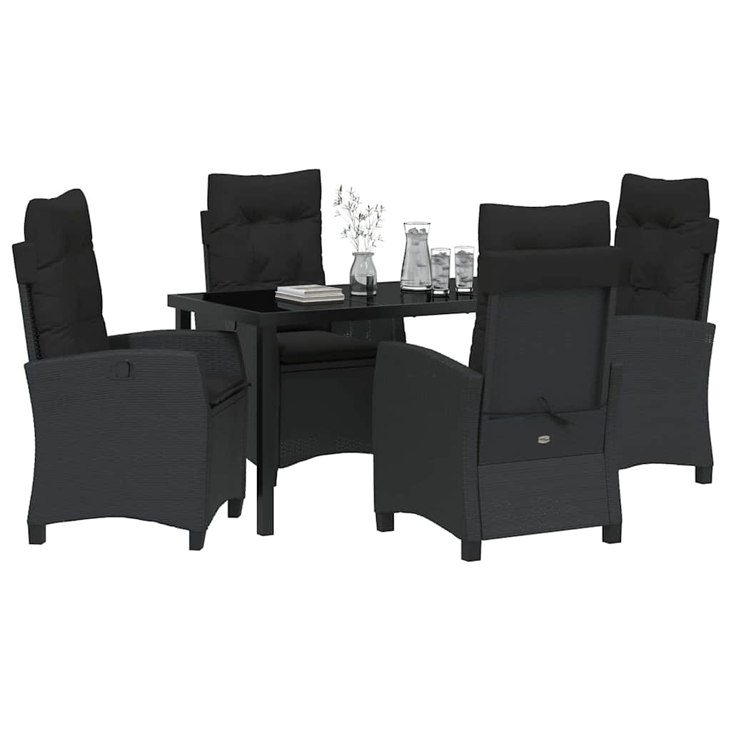 Have Spisebordssæt 5 pcs Sort polyrattan