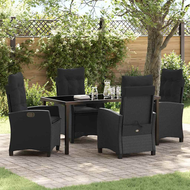 Have Spisebordssæt 5 pcs Sort polyrattan