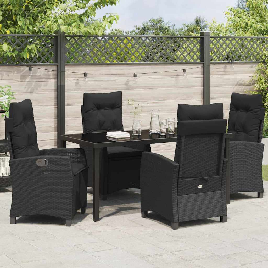 Have Spisebordssæt 5 pcs Sort polyrattan