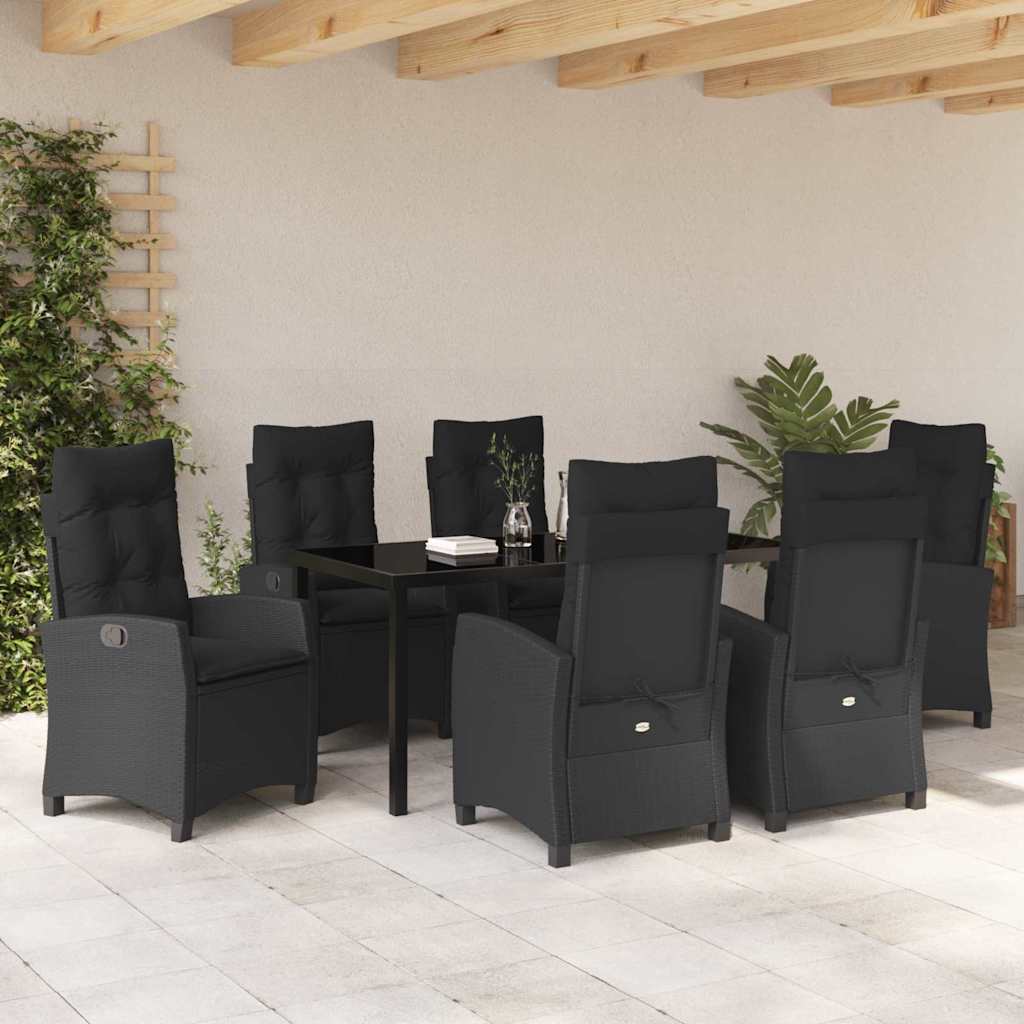 Have Spisebordssæt 7 pcs Sort polyrattan