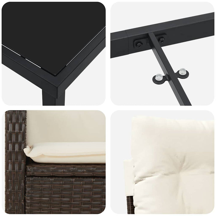 Have Spisebordssæt 3 pcs Brun polyrattan