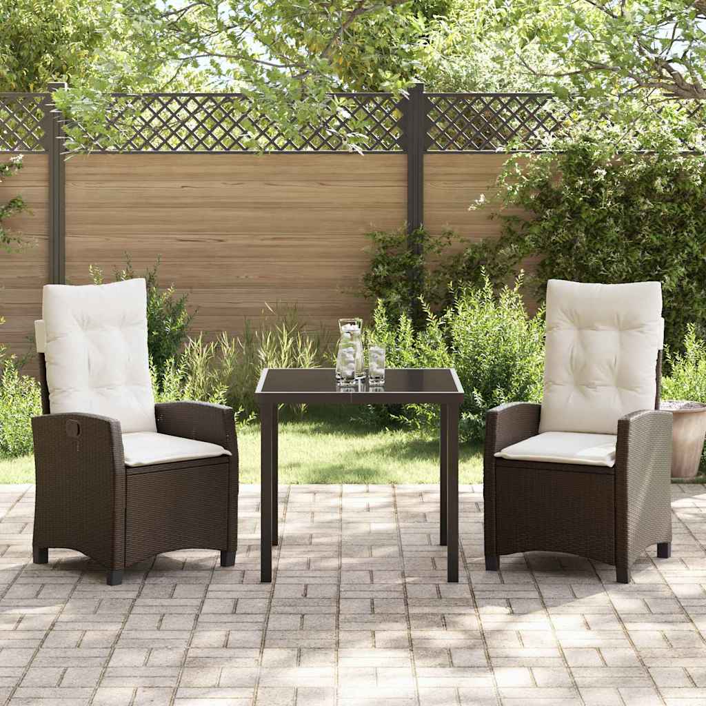 Have Spisebordssæt 3 pcs Brun polyrattan
