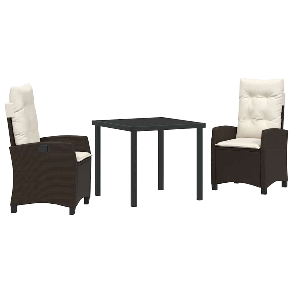 Have Spisebordssæt 3 pcs Brun polyrattan