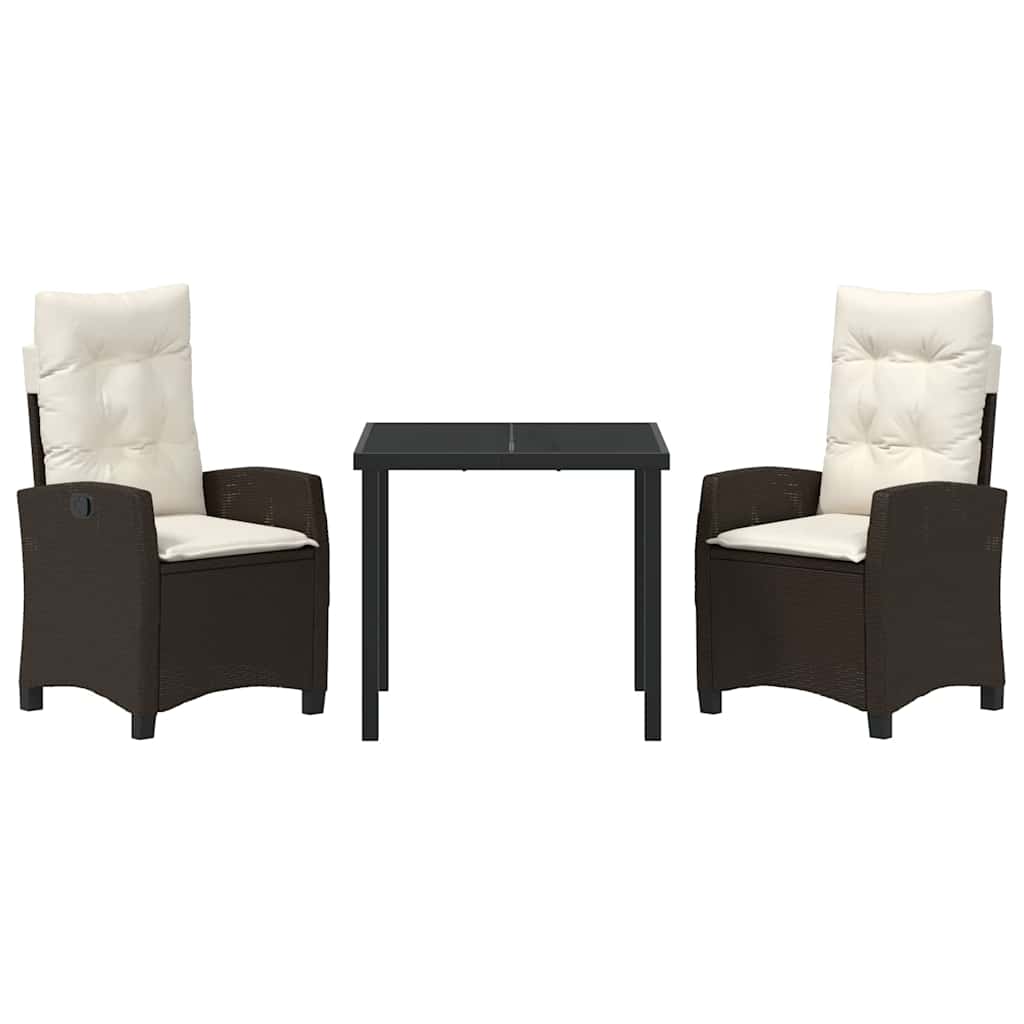 Have Spisebordssæt 3 pcs Brun polyrattan