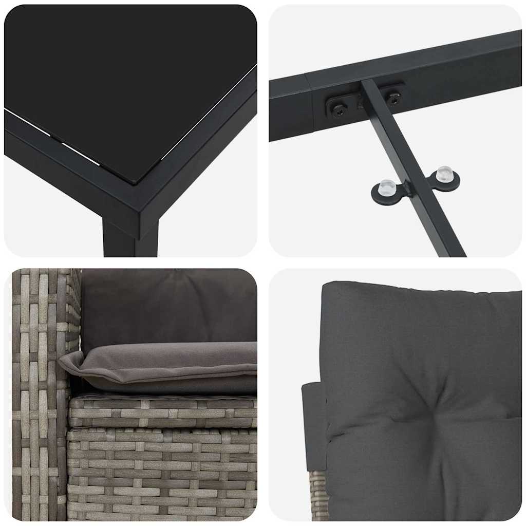Have Spisebordssæt 3 pcs Grå polyrattan