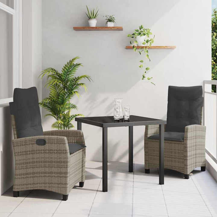 Have Spisebordssæt 3 pcs Grå polyrattan
