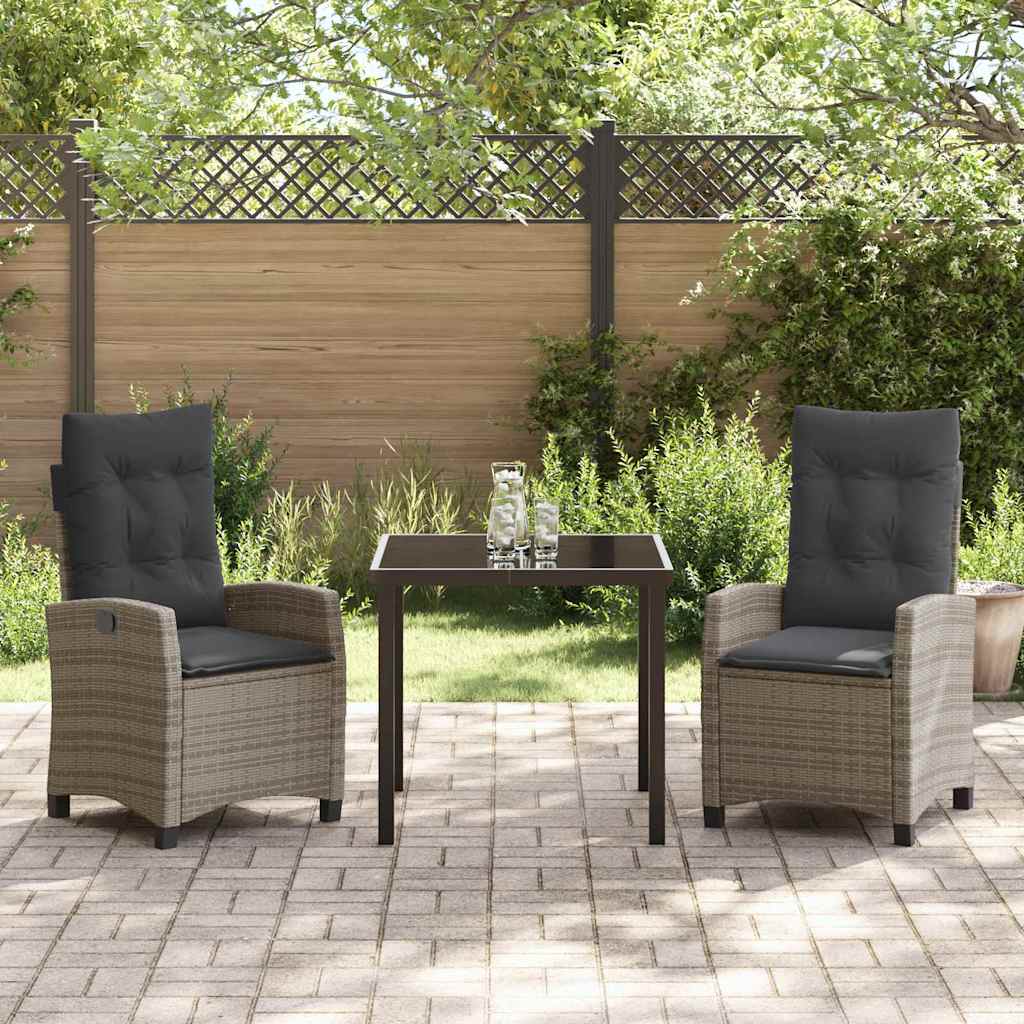 Have Spisebordssæt 3 pcs Grå polyrattan