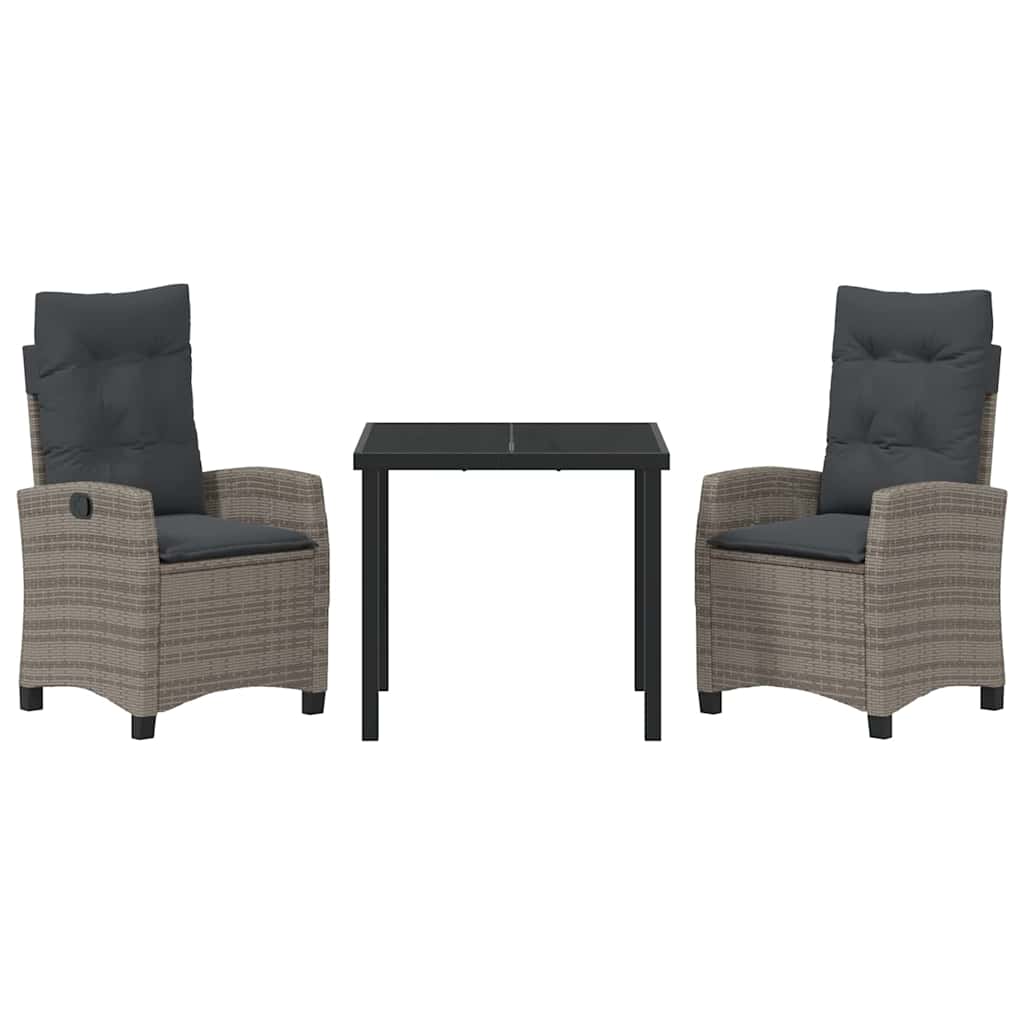 Have Spisebordssæt 3 pcs Grå polyrattan