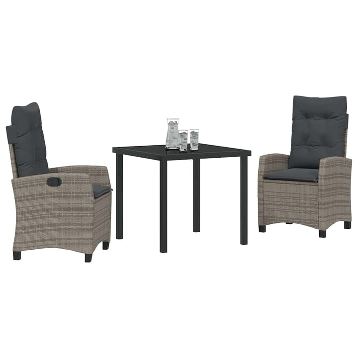 Have Spisebordssæt 3 pcs Grå polyrattan