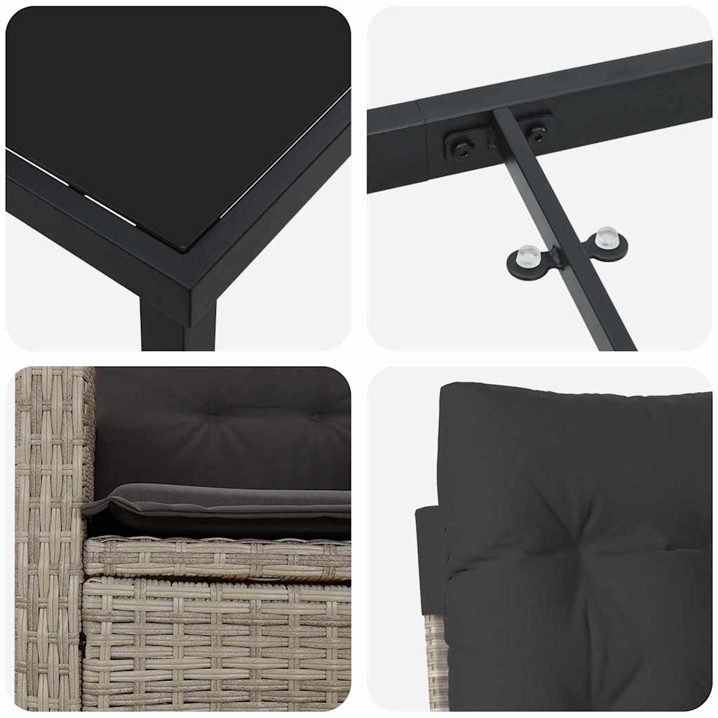 Have Spisebordssæt 3 pcs Lysegrå polyrattan