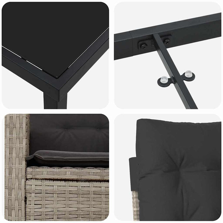Have Spisebordssæt 3 pcs Lysegrå polyrattan