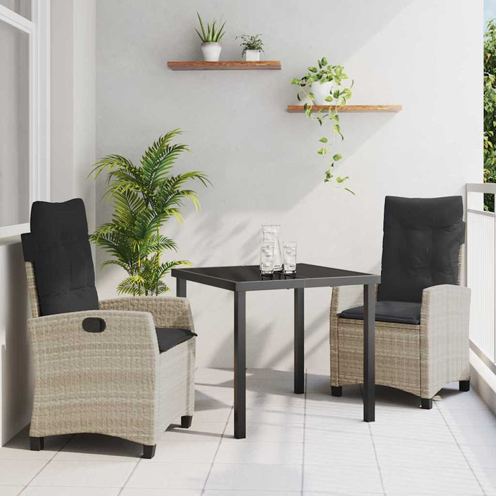 Have Spisebordssæt 3 pcs Lysegrå polyrattan