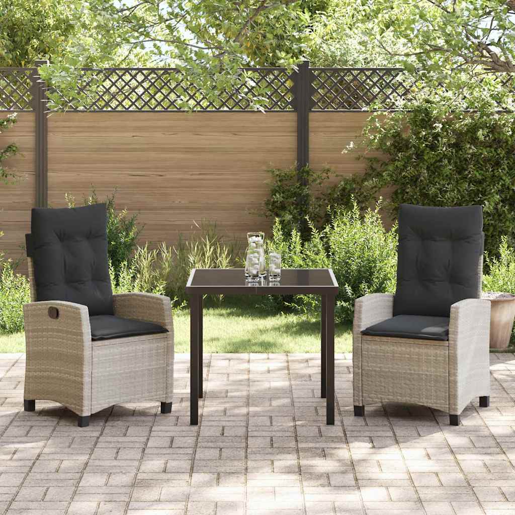 Have Spisebordssæt 3 pcs Lysegrå polyrattan