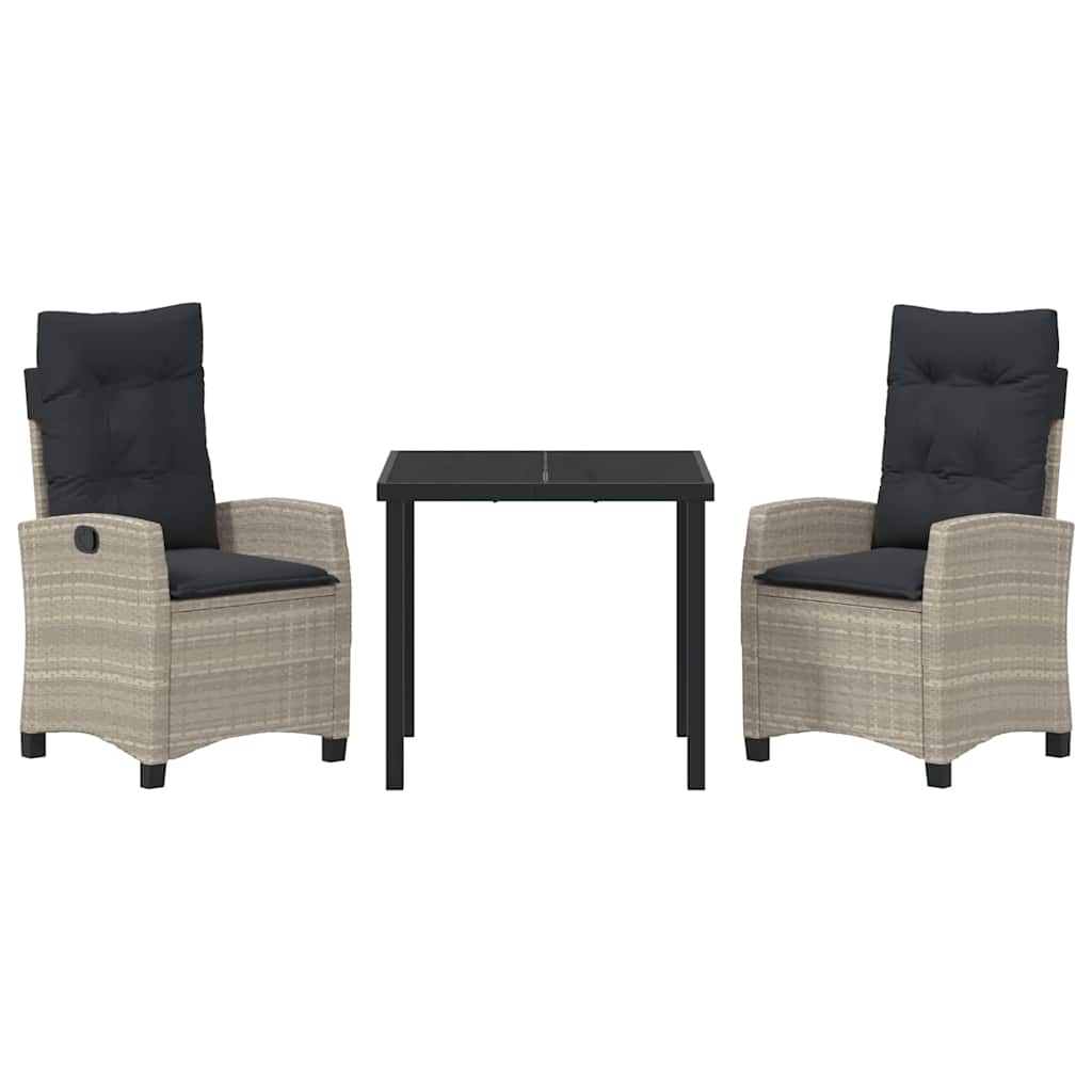Have Spisebordssæt 3 pcs Lysegrå polyrattan