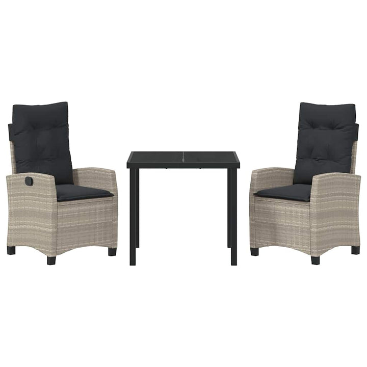 Have Spisebordssæt 3 pcs Lysegrå polyrattan