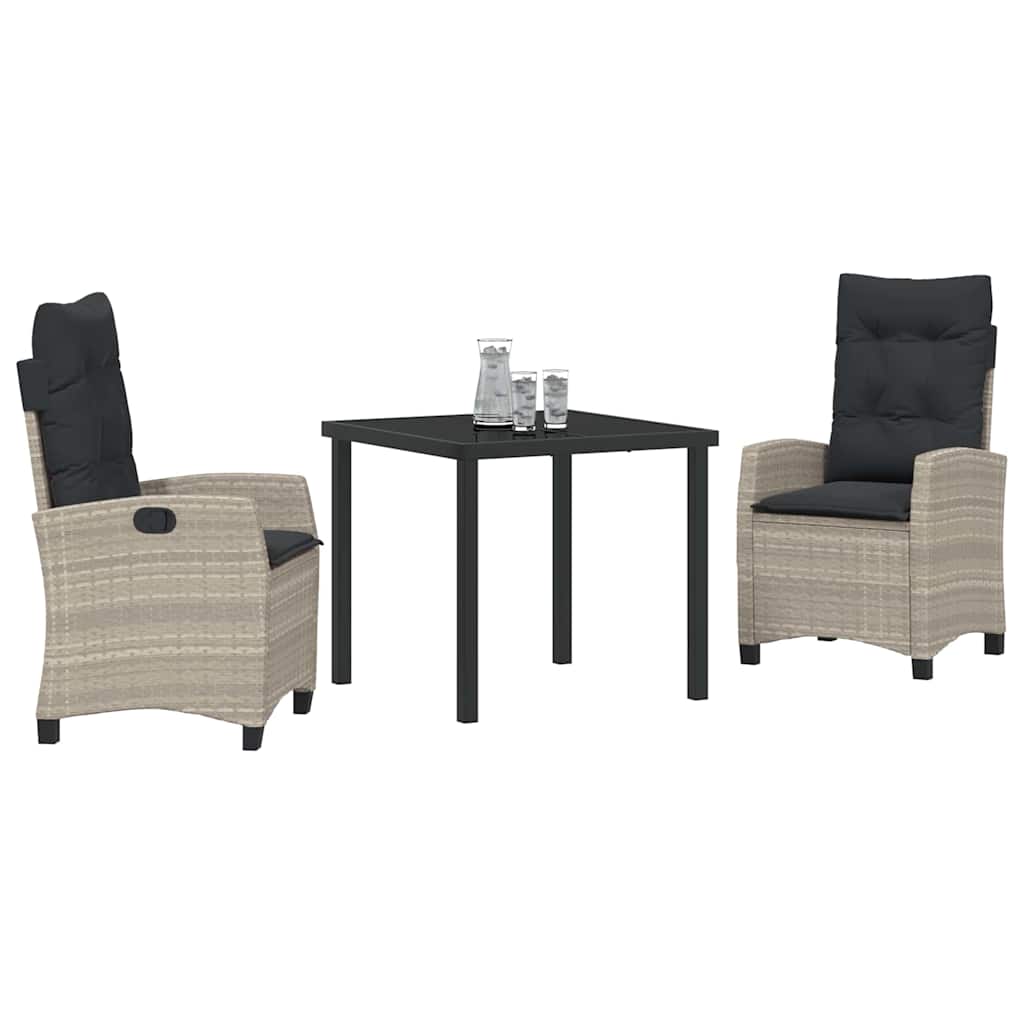 Have Spisebordssæt 3 pcs Lysegrå polyrattan