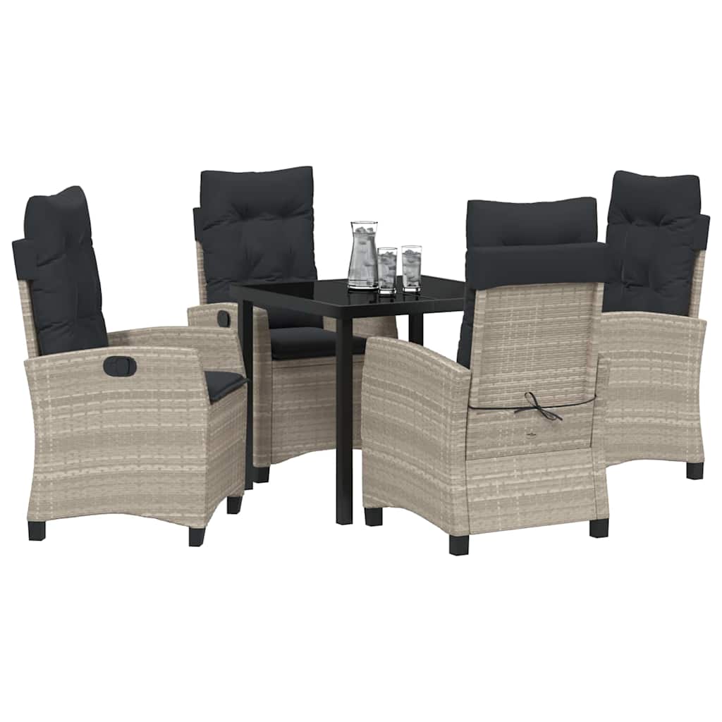 Have Spisebordssæt 5 pcs Lysegrå polyrattan