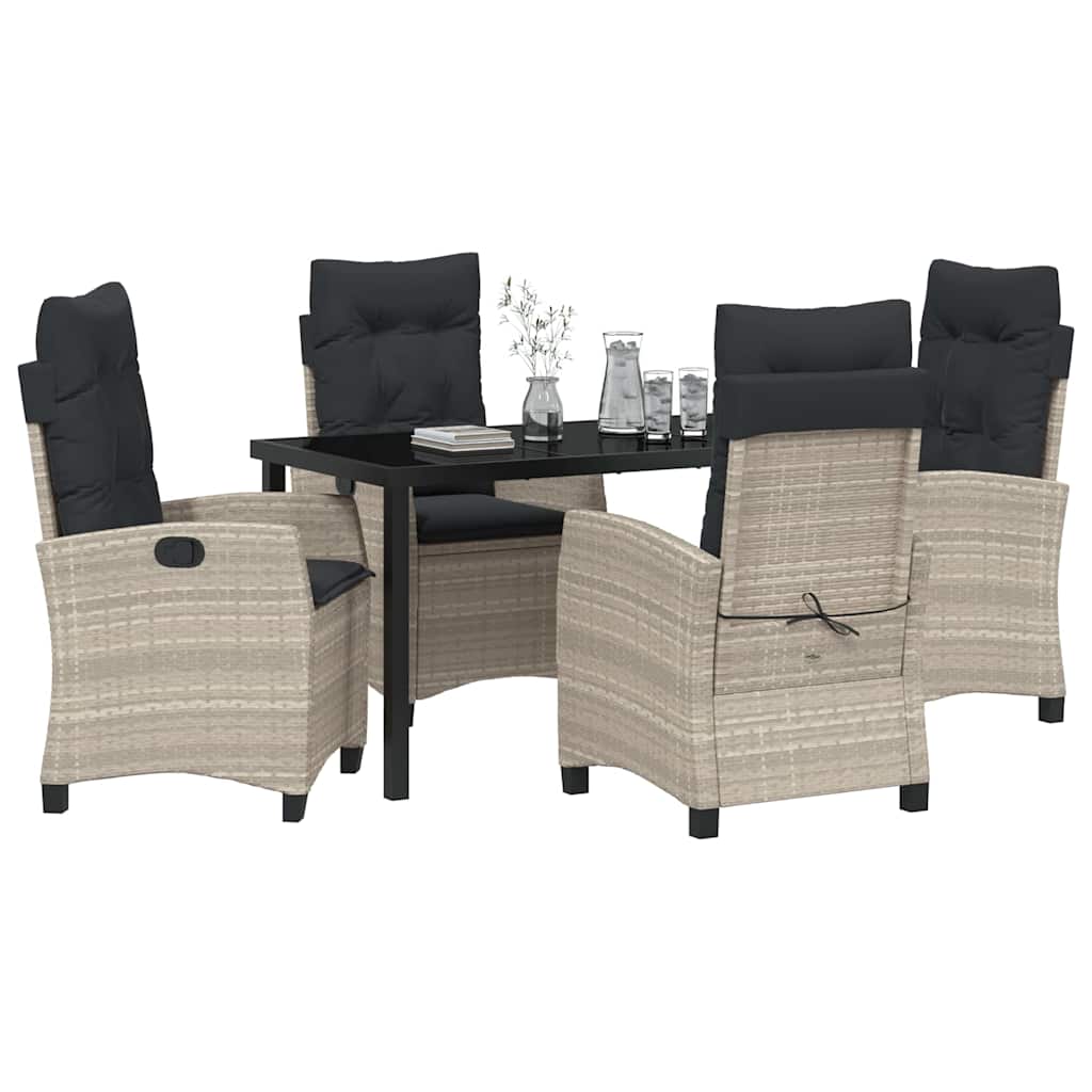 Have Spisebordssæt 5 pcs Lysegrå polyrattan