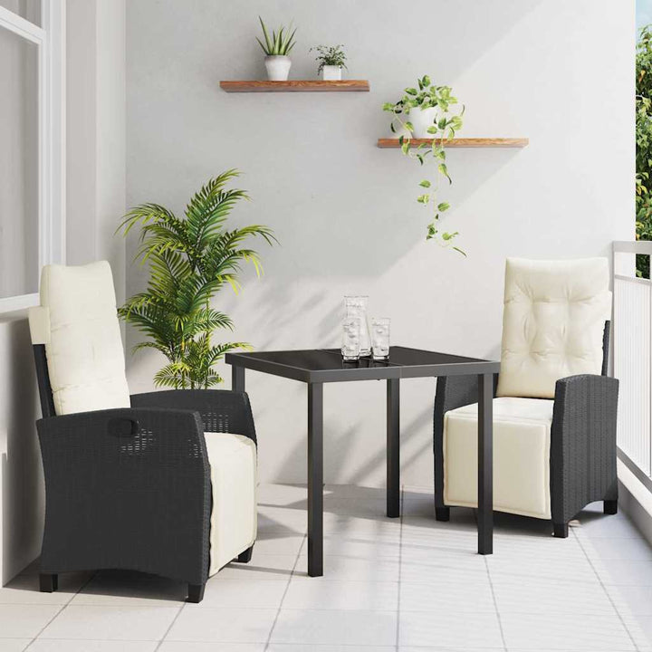 Have Spisebordssæt 3 pcs Sort polyrattan