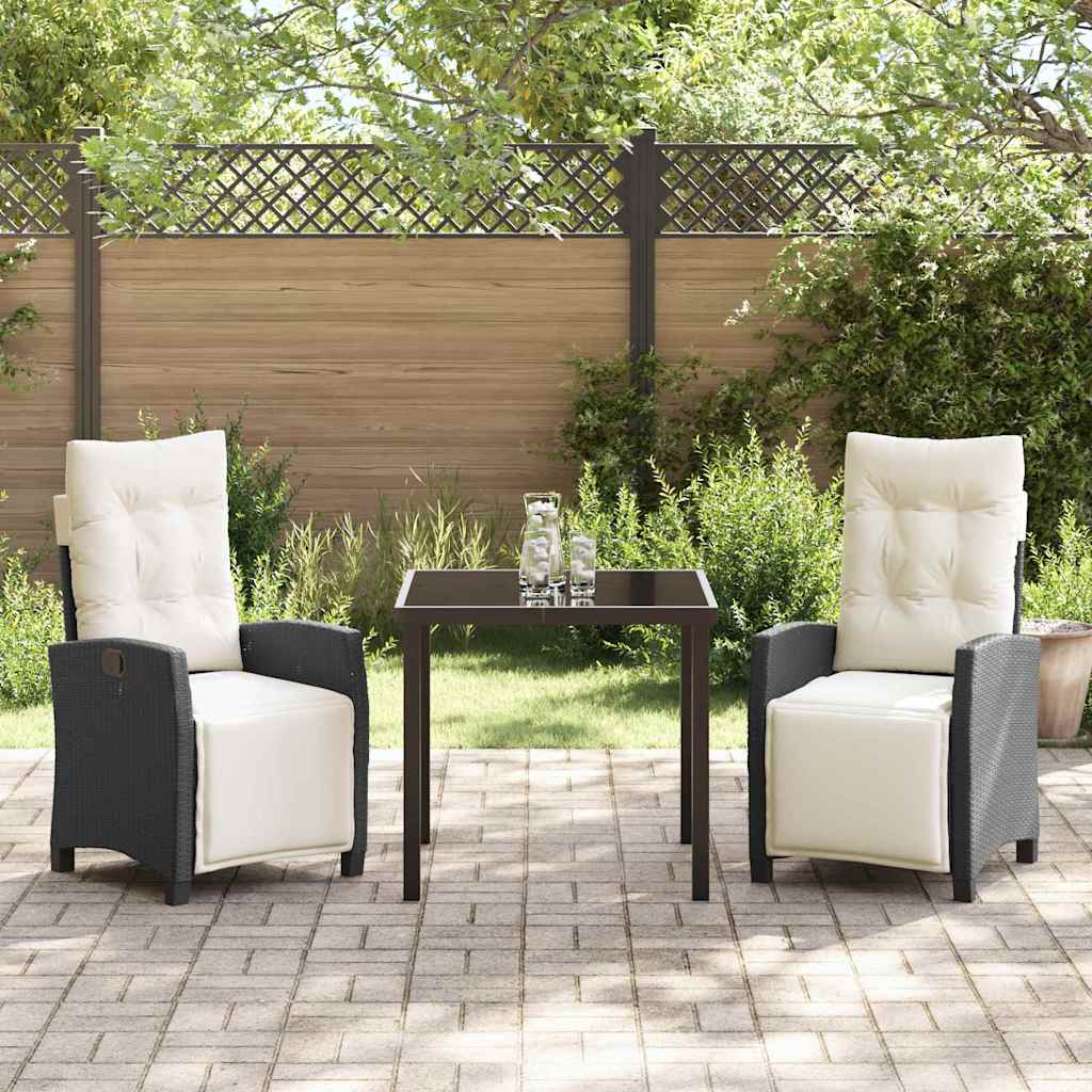 Have Spisebordssæt 3 pcs Sort polyrattan