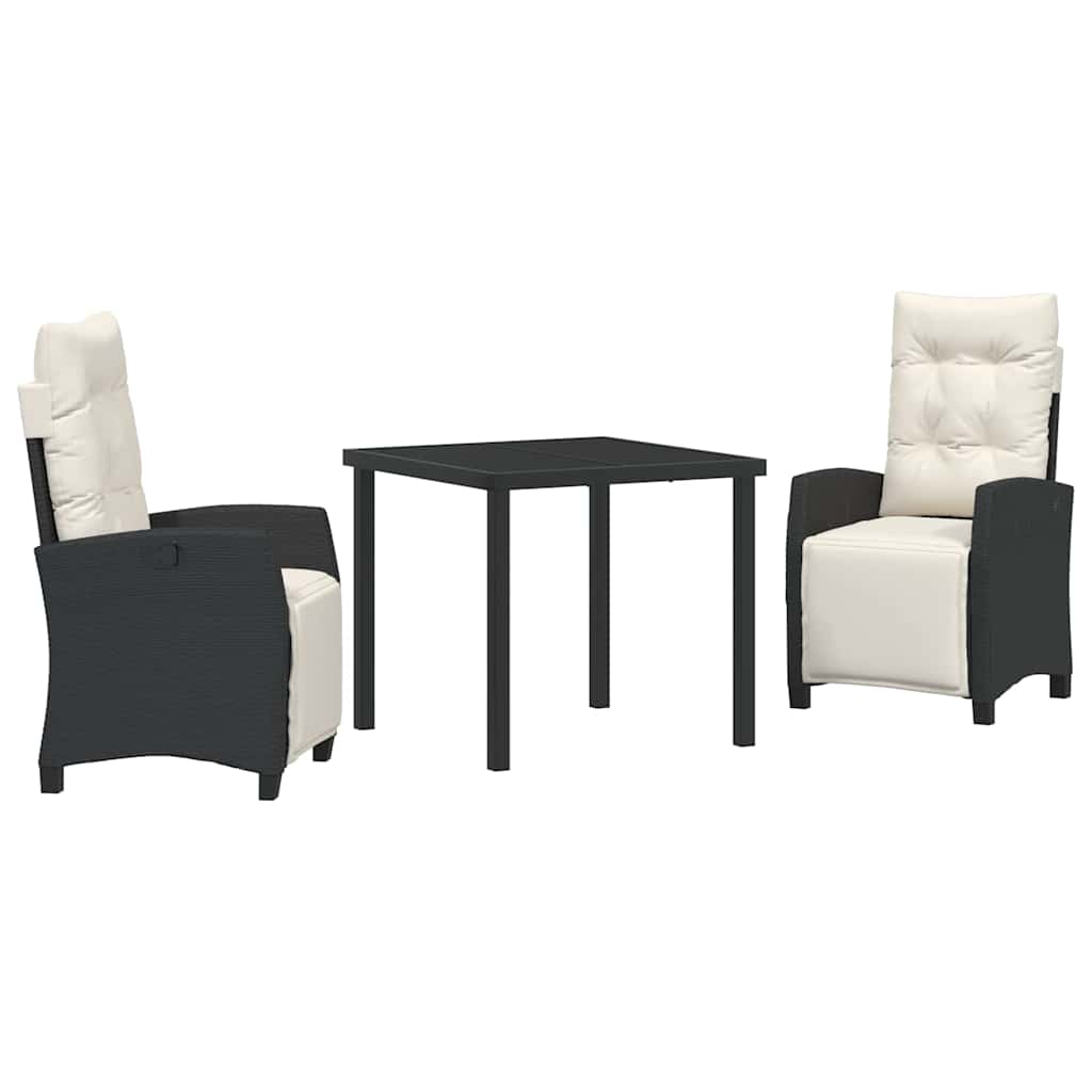 Have Spisebordssæt 3 pcs Sort polyrattan