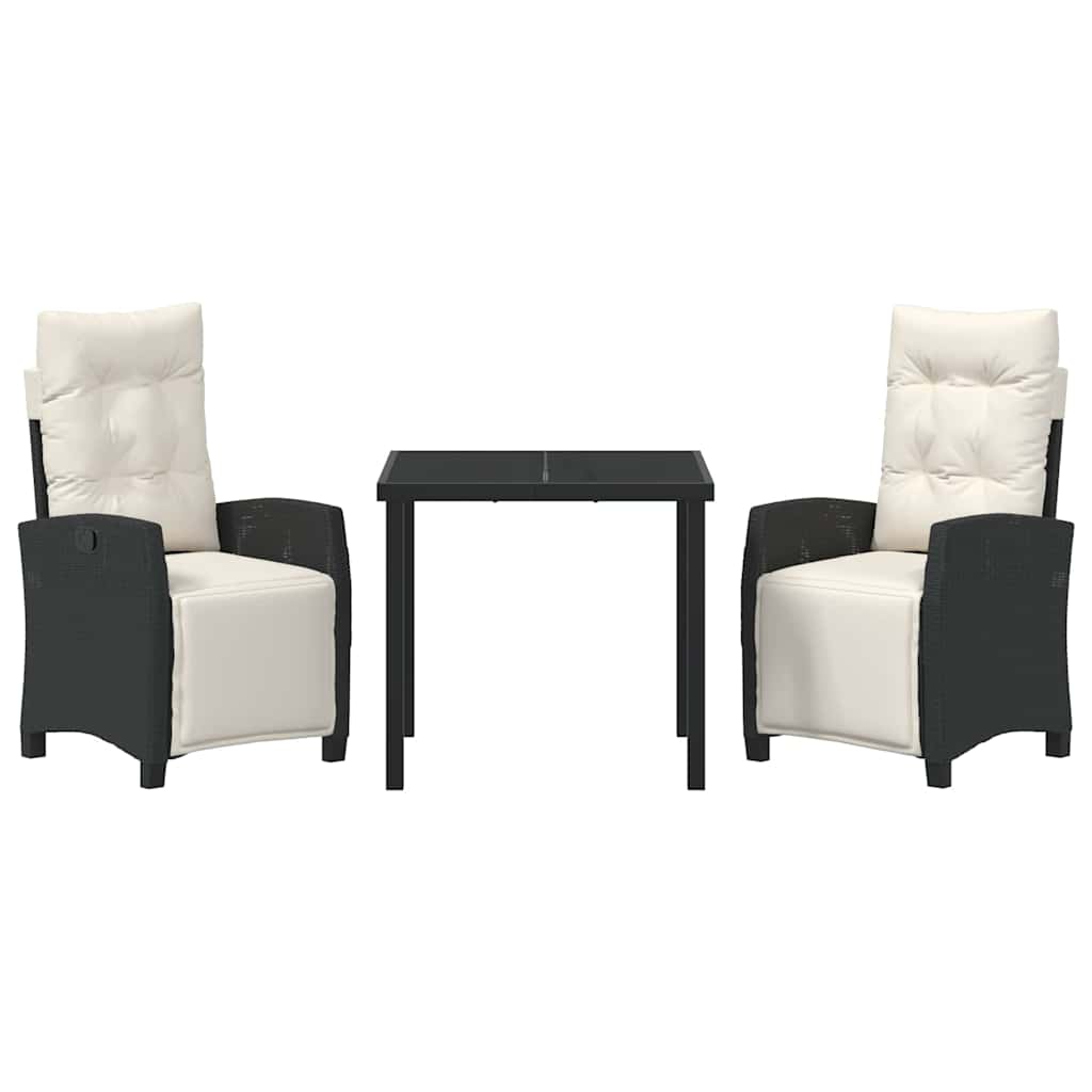 Have Spisebordssæt 3 pcs Sort polyrattan
