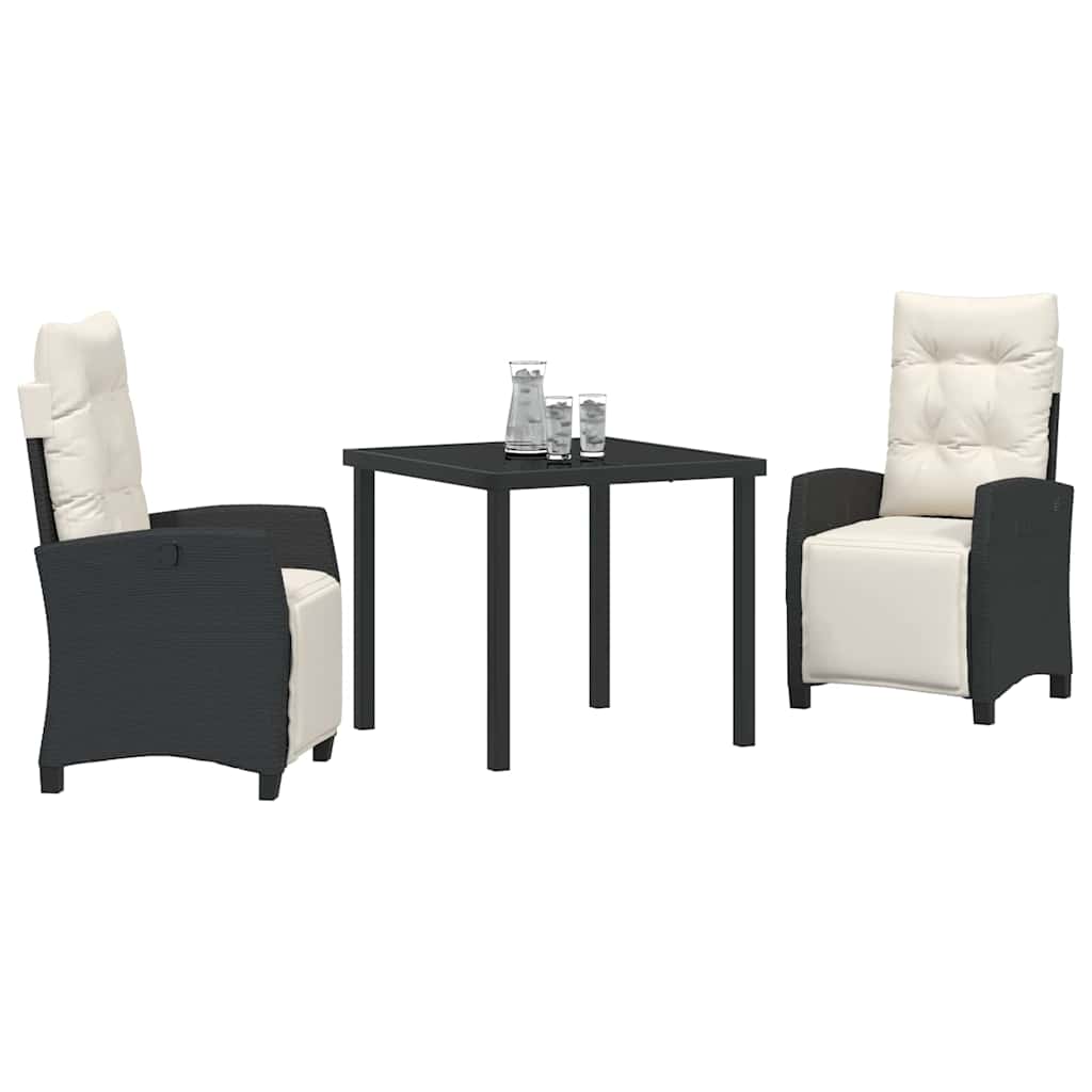 Have Spisebordssæt 3 pcs Sort polyrattan