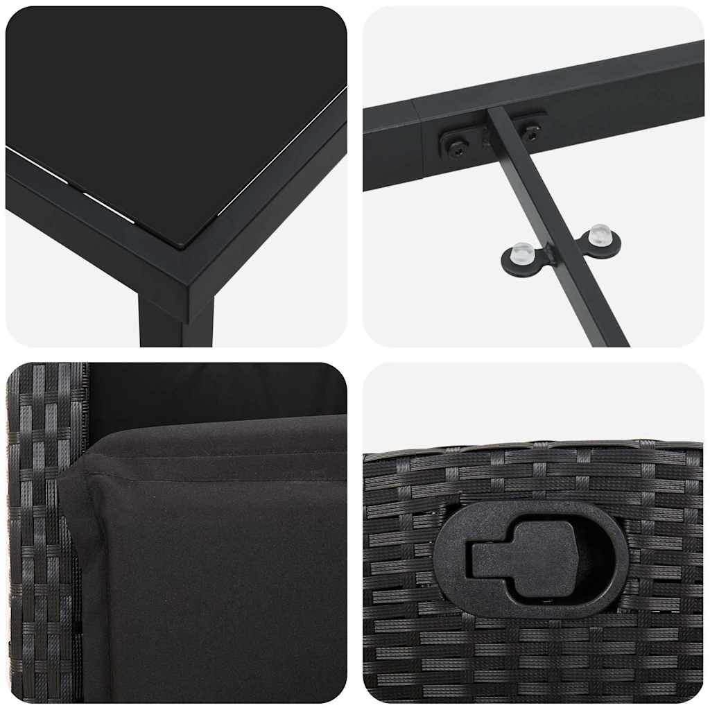Have Spisebordssæt 3 pcs Sort polyrattan
