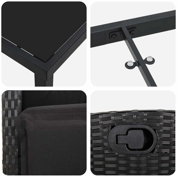 Have Spisebordssæt 3 pcs Sort polyrattan