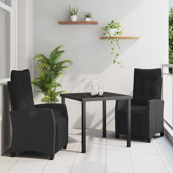 Have Spisebordssæt 3 pcs Sort polyrattan