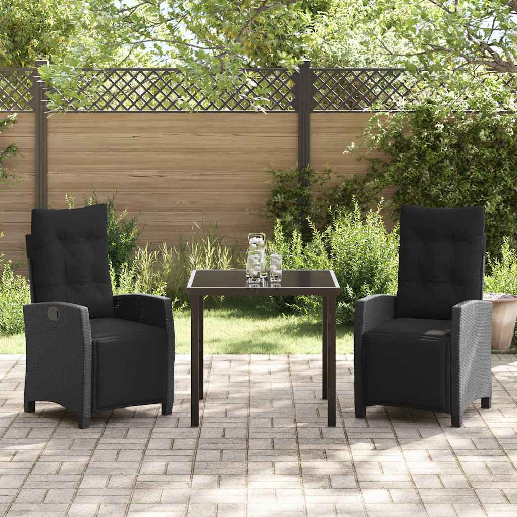 Have Spisebordssæt 3 pcs Sort polyrattan