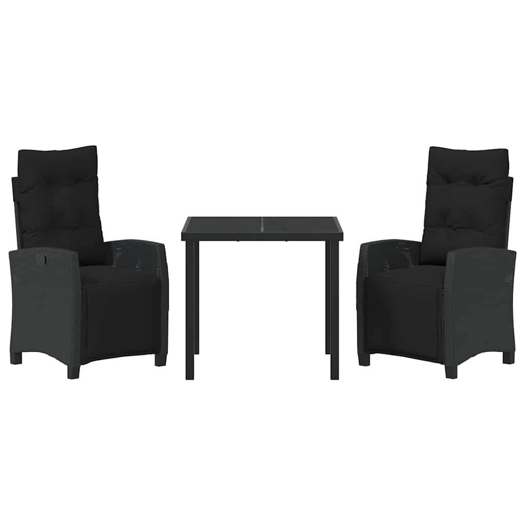 Have Spisebordssæt 3 pcs Sort polyrattan