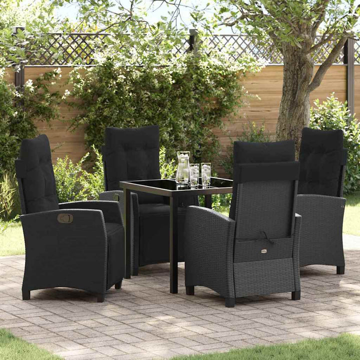 Have Spisebordssæt 5 pcs Sort polyrattan