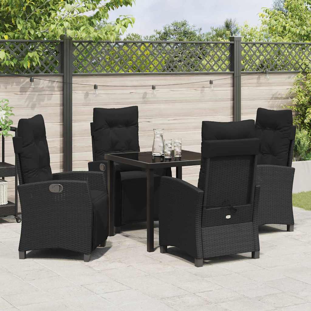Have Spisebordssæt 5 pcs Sort polyrattan