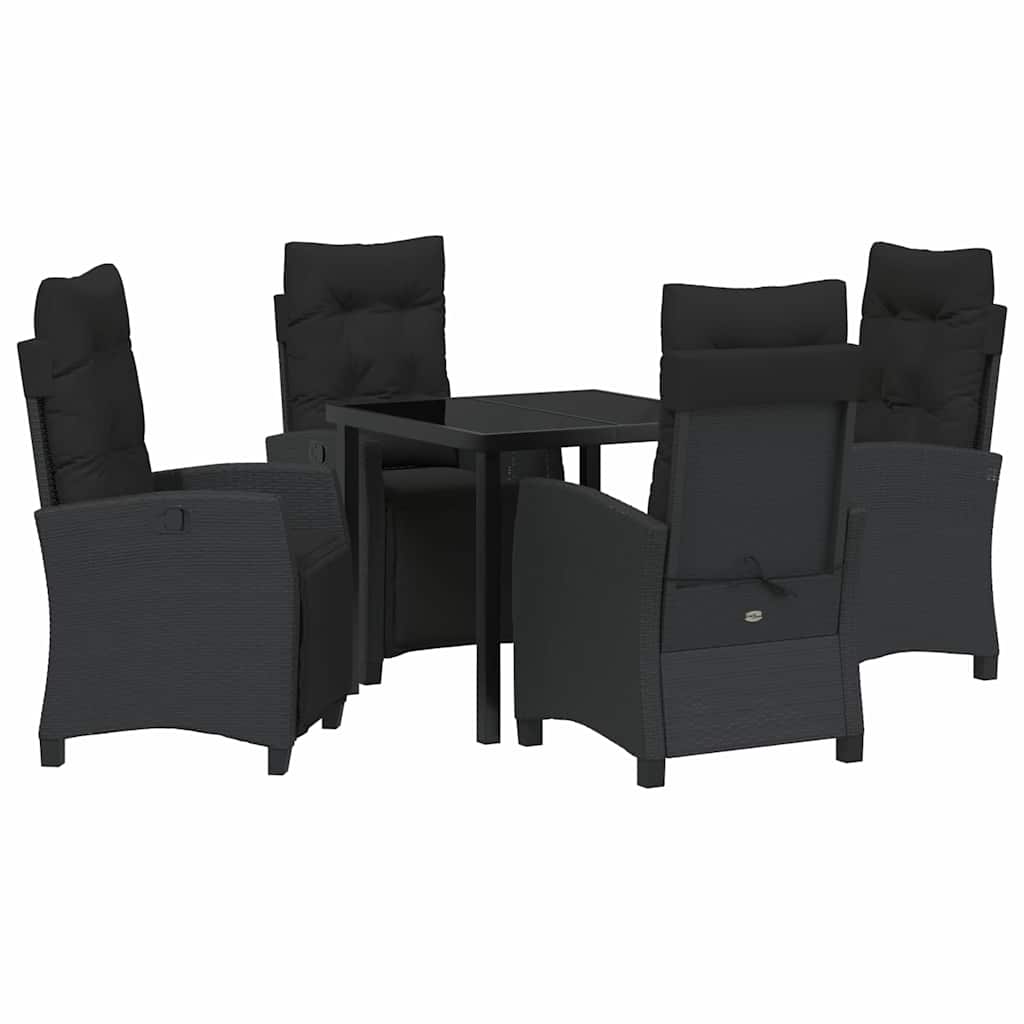 Have Spisebordssæt 5 pcs Sort polyrattan
