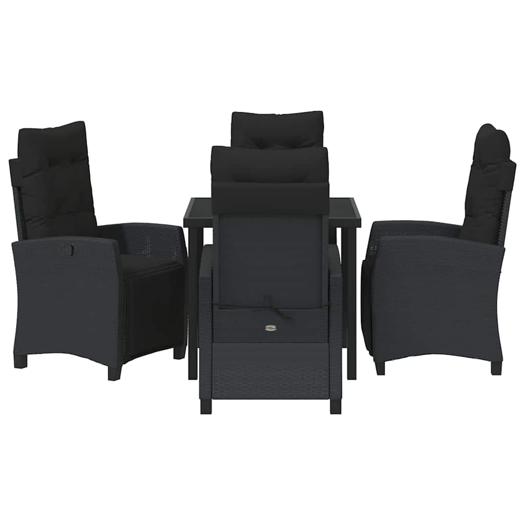 Have Spisebordssæt 5 pcs Sort polyrattan