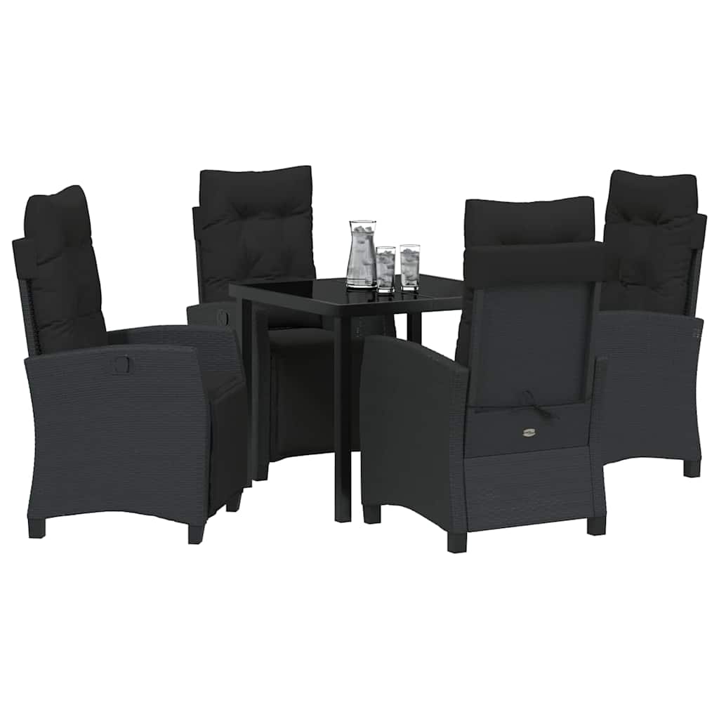 Have Spisebordssæt 5 pcs Sort polyrattan