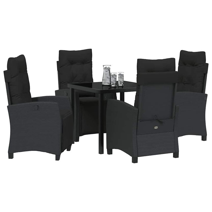 Have Spisebordssæt 5 pcs Sort polyrattan