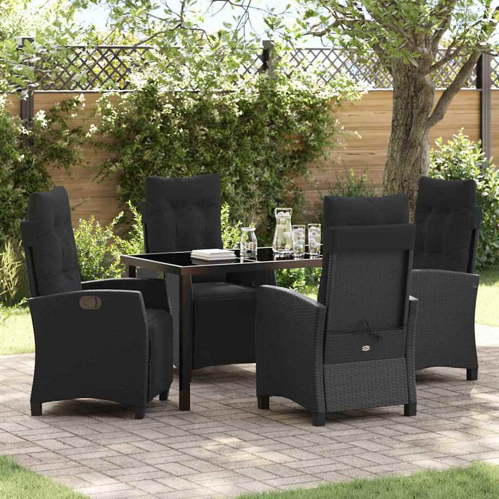 Have Spisebordssæt 5 pcs Sort polyrattan