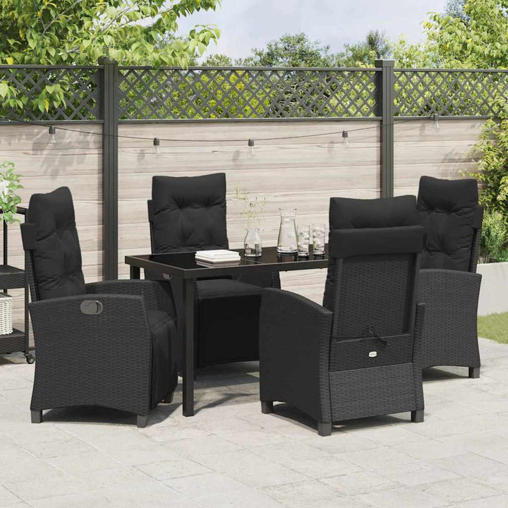 Have Spisebordssæt 5 pcs Sort polyrattan