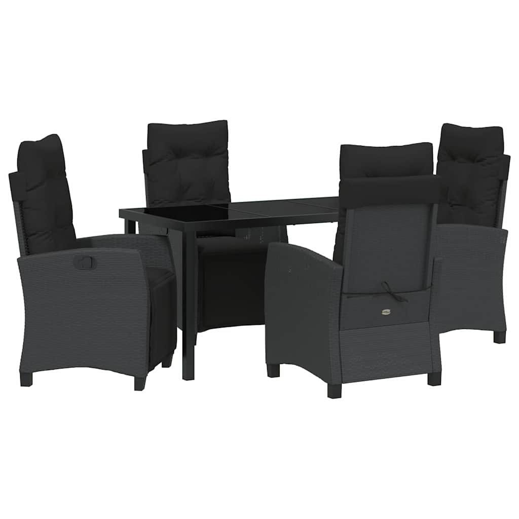 Have Spisebordssæt 5 pcs Sort polyrattan