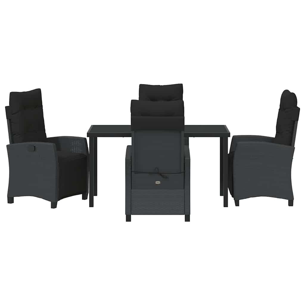 Have Spisebordssæt 5 pcs Sort polyrattan