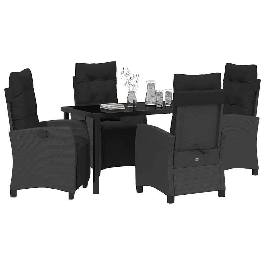 Have Spisebordssæt 5 pcs Sort polyrattan